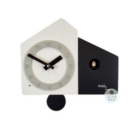 Black & White Modern Battery Cuckoo Clock 18cm By AMS image