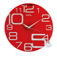40cm Red Round Glass Silent Wall Clock By AMS image