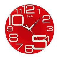 40cm Red Round Glass Silent Wall Clock By AMS image