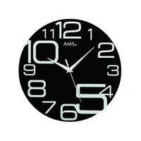 40cm Black Glass Silent Wall Clock By AMS image