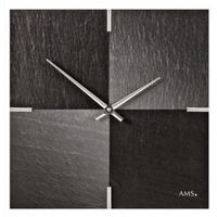 30cm Black And Grey Slate Tile Square Wall Clock By AMS  image