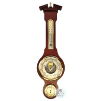 54cm Mahogany Traditional Weather Station With Barometer, Thermometer & Hygrometer By FISCHER image