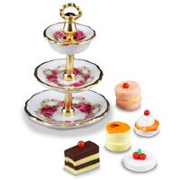 Miniature High Tea Set With Cakes Porcelain - RP - 1.697/6