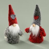 Shelf Sitter Gnome Grey/Red 11cm