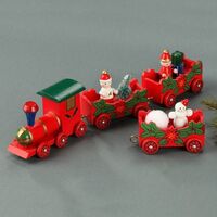 Train Red 3 Wagon Wooden 27cm