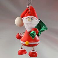 Santa on Spring Wooden 15cm