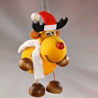 Reindeer on Spring Wooden 9cm