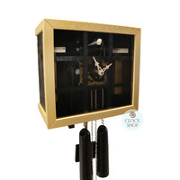 Black Cube 8 Day Mechanical Modern Cuckoo Clock With Clear Front 26cm By ROMBA image