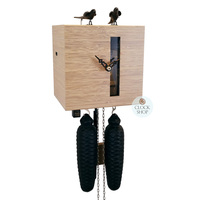 Modern Ash Moving Bird Cube Cuckoo Clock 16cm By ROMBA