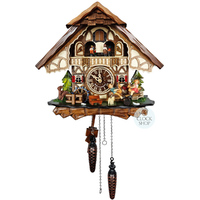 Children on Seesaw & Water Wheel Battery Chalet Cuckoo Clock 34cm By ENGSTLER image