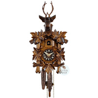 5 Leaf & Deer 1 Day Mechanical Carved Cuckoo Clock 30cm By ENGSTLER image