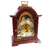 30cm Mahogany Mechanical Table Clock With Westminster Chime & Moon Dial By HERMLE image