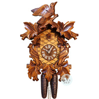 Carved 8 Day Birds On The Side 42cm Cuckoo Clock By SCHNEIDER