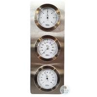38cm Silver Outdoor Weather Station With Thermometer, Barometer & Hygrometer By FISCHER  image