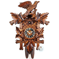 5 Leaf & Bird 8 Day Mechanical Carved Cuckoo Clock 47cm By HÖNES image