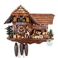Farming Scene With Wood Chopper 8 Day Mechanical Chalet Cuckoo Clock 39cm By SCHWER image