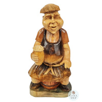 Hand Carved Monk On Beer Barrel image