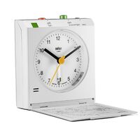 WHITE REFLEX CONTROL TRAVEL ALARM CLOCK BY BRAUN