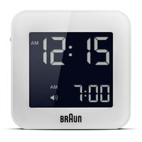 White Digital Travel Alarm Clock By BRAUN
