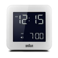 White Digital Alarm Clock By BRAUN
