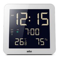 White Digital Wall/table Clock With Day/date/temperature By BRAUN
