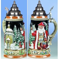 ALPINE SANTA CLAUS BEER STEIN WITH PEWTER LID BY KING