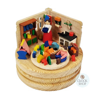 Mother & Child In Kitchen Round Music Box By Graupner (Mozart- Toy Symphony) image