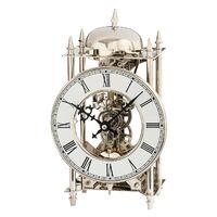 POLISHED SILVER SKELETON TABLE CLOCK BY AMS
