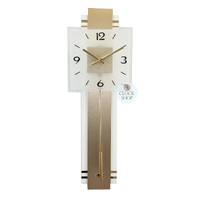 68cm Gold & White Pendulum Wall Clock With Square Dial By AMS image