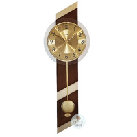69cm Brown & Gold Pendulum Wall Clock With Round Dial By AMS image