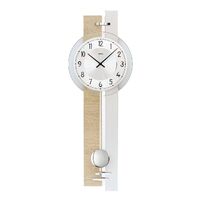 67cm Beech & Silver Two Tone Pendulum Wall Clock By AMS image