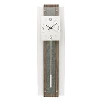Walnut & Grey Slate Square Dial with Pendulum & Curved Glass - AMS - W7460