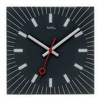Black Glass With Silver Print & Red Second Hand Square By AMS
