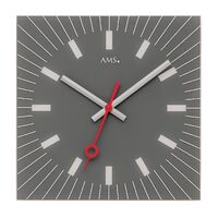 Grey Glass With Silver Print & Red Second Hand Square By AMS