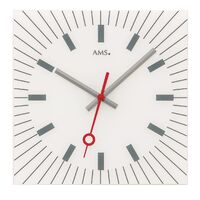 White Glass with Silver Print & Red Second Hand Square - AMS - W9576