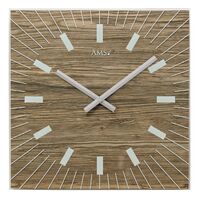 Brown Wood Grain Glass With Silver Print Square - AMS - W9578