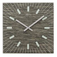 Grey Wood Grain Glass with Silver Print Square - AMS - W9579