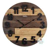 50cm Brown Rustic Round Wall Clock By AMS image