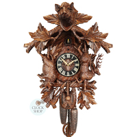 Hunting Scene With Boar Head 8 Day Mechanical Carved Cuckoo Clock 51cm By GERHARD SCHMIEDER image