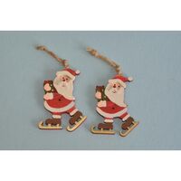 Santa on Ice Skates Wooden 7cm