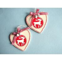 Reindeer in White Heart Wood with Bell 8cm