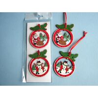 Wreath Santa/Snowman Wooden 8.5cm