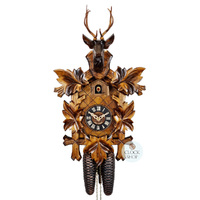 5 Leaf & Deer 8 Day Mechanical Carved Cuckoo Clock 42cm By ENGSTLER image
