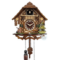 Deer with Bench Seat and Edelweiss Battery Chalet Cuckoo Clock 24cm By ENGSTLER image