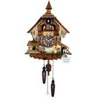 Wood Chopper & Water Wheel Battery Chalet Cuckoo Clock With Bell Tower 35cm By ENGSTLER image