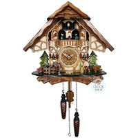 Wood Chopper & Water Wheel Battery Chalet Cuckoo Clock With Dancers 34cm By ENGSTLER image