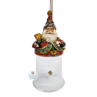 15cm Santa With Bell Glass Hanging Decoration image