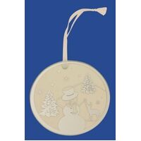 Snowman Glass Round Window Hanger