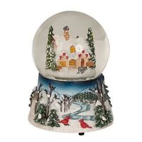 Christmas Snow Globe Forest House with Music