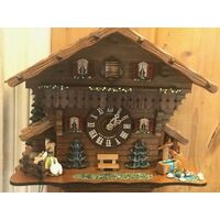 CHALET 8 DAY GIRL WITH ANIMALS 31CM CUCKOO CLOCK BY SCHNEIDER